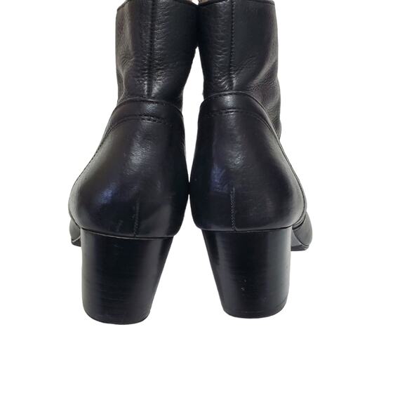 Steve Madden | Porcha Leather Black Heeled Side Zip Ankle Booties - Picture 6 of 14